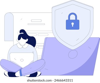 Business network security character flat vector concept operation hand drawn illustration
