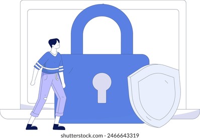 Business-Netzwerk-Sicherheit Zeichen Flache Vektorgrafik Konzept Betrieb Handgezeichnete Illustration
