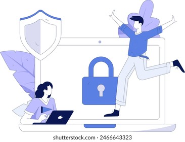 Business network security character flat vector concept operation hand drawn illustration
