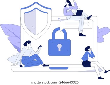 Business-Netzwerk-Sicherheit Zeichen Flache Vektorgrafik Konzept Betrieb Handgezeichnete Illustration
