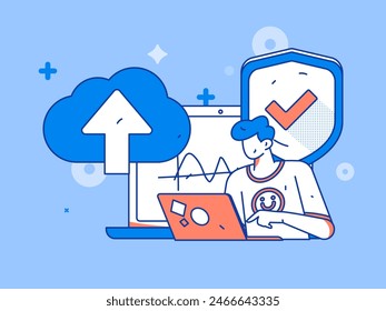 Business-Netzwerk-Sicherheit Zeichen Flache Vektorgrafik Konzept Betrieb Handgezeichnete Illustration
