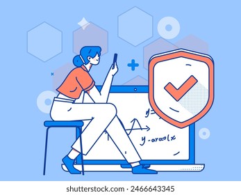 Business-Netzwerk-Sicherheit Zeichen Flache Vektorgrafik Konzept Betrieb Handgezeichnete Illustration
