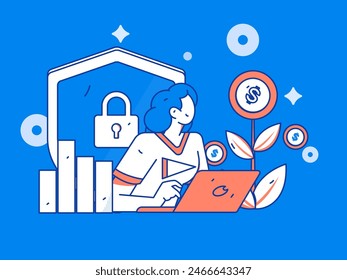 Business network security character flat vector concept operation hand drawn illustration
