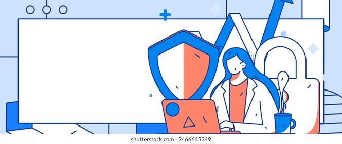 Business-Netzwerk-Sicherheit Zeichen Flache Vektorgrafik Konzept Betrieb Handgezeichnete Illustration

