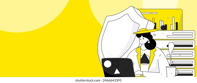 Business-Netzwerk-Sicherheit Zeichen Flache Vektorgrafik Konzept Betrieb Handgezeichnete Illustration
