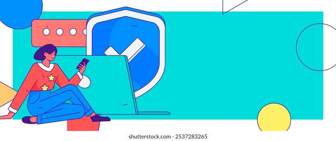 Sicherheitszeichen für Geschäftsnetzwerke, flaches Vektorkonzept, handgezeichnete Illustration

