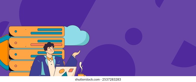 Business network security character flat vector concept operation hand drawn illustration
