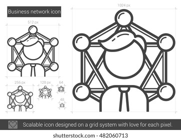 Business network vector line icon isolated on white background. Business network line icon for infographic, website or app. Scalable icon designed on a grid system.