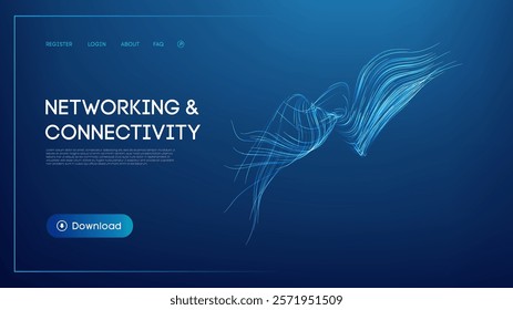 Business networking background and connectivity concept with flowing abstract lines. Network technology background blue.
