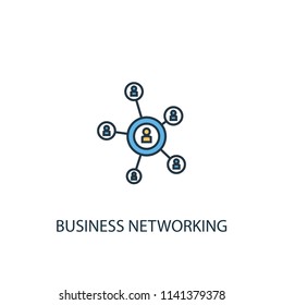 Business networking concept 2 colored line icon. Simple yellow and blue element illustration. Business networking concept outline symbol design from Entrepreneurship set