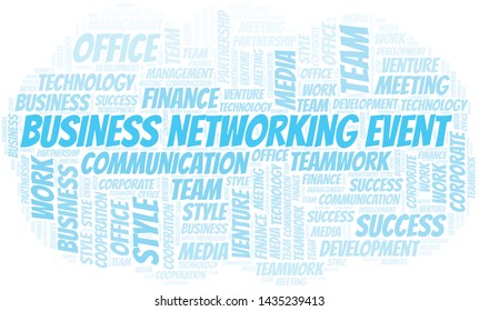 Business Networking Event word cloud. Collage made with text only.
