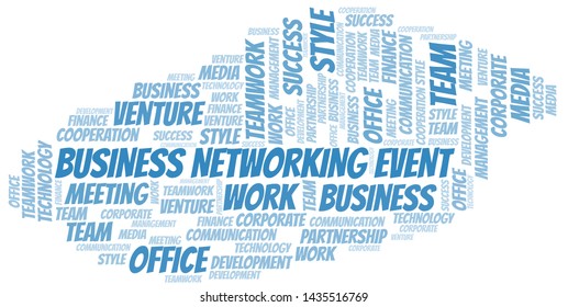 Business Networking Event word cloud. Collage made with text only.