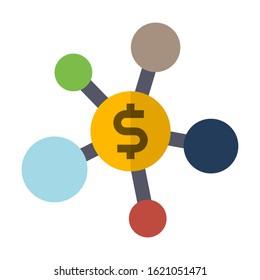 Business networking flat color vector icon