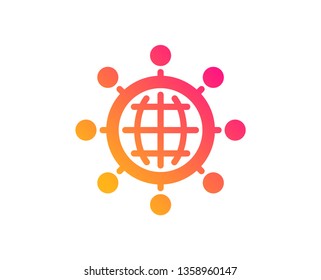 Business networking icon. International work symbol. Global communication sign. Classic flat style. Gradient international globe icon. Vector
