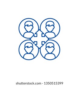 Business networking line icon concept. Business networking flat  vector symbol, sign, outline illustration.