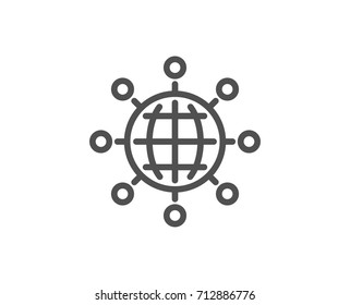 Business Networking Line Icon. International Work Symbol. Global Communication Sign. Quality Design Element. Editable Stroke. Vector