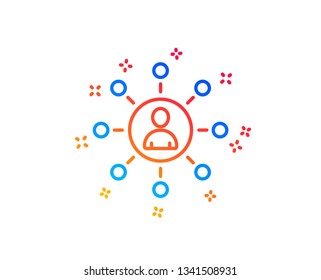 Business networking line icon. Teamwork or Human resources sign. Gradient design elements. Linear networking icon. Random shapes. Vector