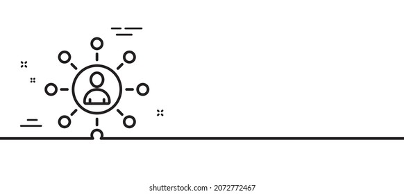 Icono de línea de red comercial. Firma de trabajo en equipo o de recursos humanos. Fondo mínimo de la ilustración de línea. Banner de patrón de icono de línea de red. Concepto de plantilla web blanca. Vector
