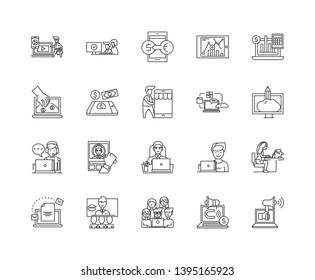Business networking line icons, signs, vector set, outline illustration concept 