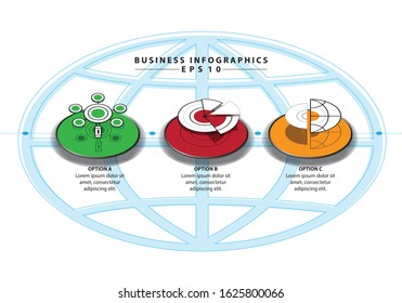 Business networking links 3 steps 3 symbols. Eps10 Vector.