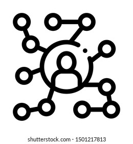 Business Networking And Man Silhouette Vector Icon Thin Line.  Contour Illustration