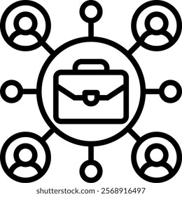 Business Networking Vector Lineal Icon On White Background.