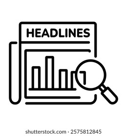 Business news icon linear style 