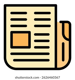 Business newspaper icon. Outline business newspaper vector icon color flat isolated