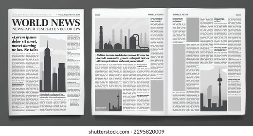 Business newspaper template-financial news headline-newspapers pages finance journal isolated layout