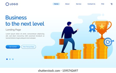 Business To The Next Level Landing Page Website Illustration Vector Template