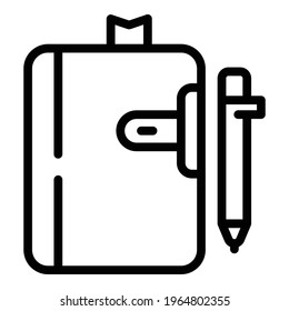 Icono de bloc de notas para empresas. Esquema Icono vectorial de bloc de notas para el diseño web aislado en fondo blanco