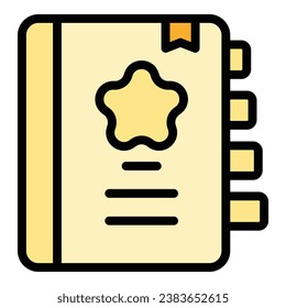 Business notebook icon outline vector. Creative bulb. Idea light color flat