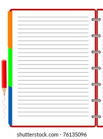 Business notebook with place for your text and red pencil. Vector.