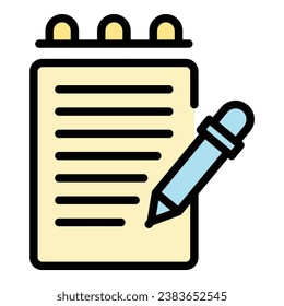 Rahmenvektorgrafik von Business Notizblock. Teambüro. Ideenplanfarbflach