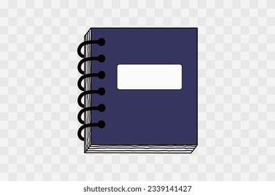 Business notepad, office planner. Paper diary for short notes, journal, planning events. Business workbook, sketchbook, office stationery. Folder with documents, stack of pages, scrapbooking. Vector.