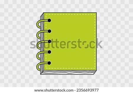 Business notepad, paper diary. Short notes, simple text organizer. The planner is bound with a spiral. Closed journal for notes, sketchbook.  Document, small workbook, hard cover for planning. Vector.
