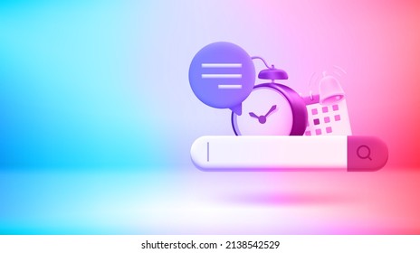 Unternehmensbenachrichtigungen mit Suchleiste. Vektor3D-Banner mit Kopienraum