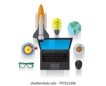 business object with rocket illustration