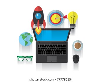 business object with rocket illustration