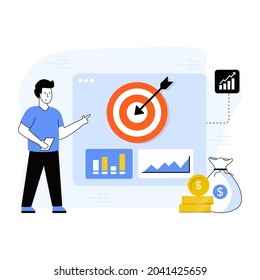 Business objective flat illustration in editable style 