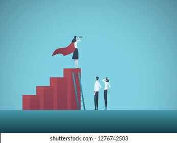 Business objective, goal or target vector concept. Team of business people working together. Symbol of growth, teamwork, challenge. Eps10 vector illustration.