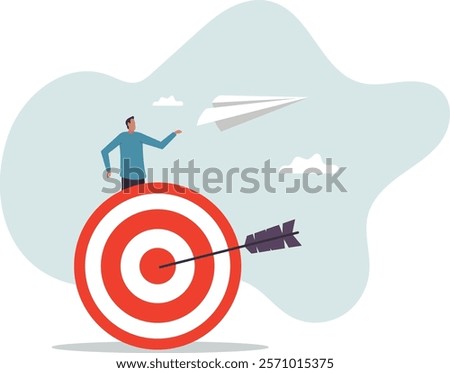 Business objective, purpose or target, goal and resolution to aim for success, aspiration and motivation to achieve goal .business concept.flat character.
