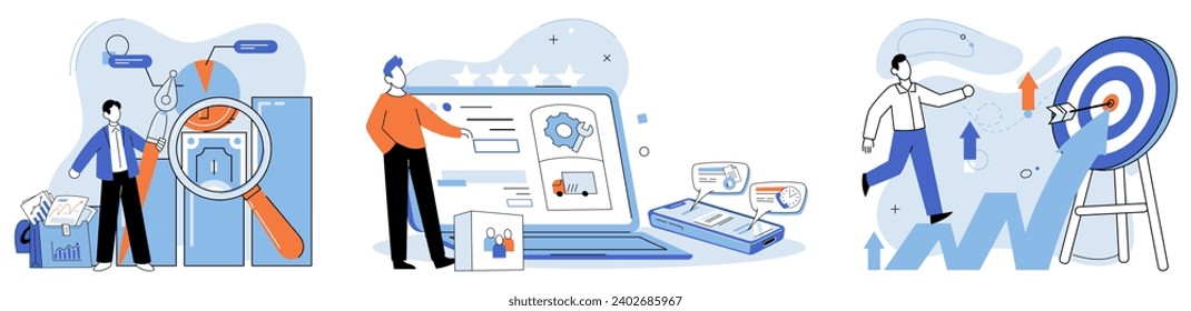 Business objectives. Vector illustration. Defining measurable targets helps businesses track their performance A well-structured commercial plan sets foundation for business success Partnerships