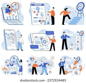 Business objectives. Vector illustration. Making informed decisions is crucial for business growth The concept business objectives encompasses desired outcomes and milestones Intention and Intention
