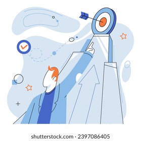 Business objectives. Vector illustration. Business targets drive performance and provide direction Business finance and industry trends influence strategic decisions Marketing plays vital role