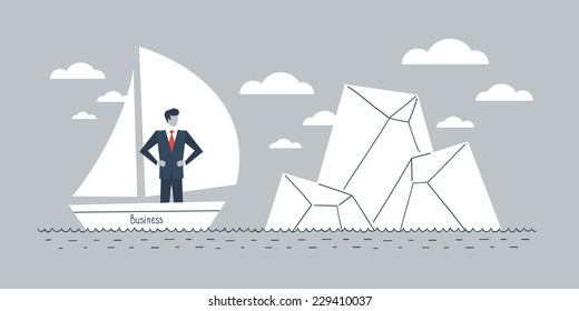 Business obstacle, overcome difficulties, problem solving, business prediction, vector illustration