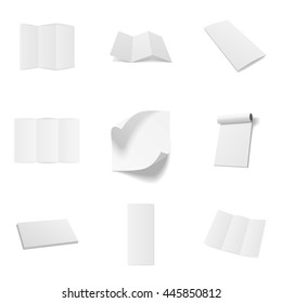 Business Office blank Mockups Set. Magazines, folded Sheets, Frames and Notebooks. Vector Illustration