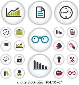 business & office buttons set, vector