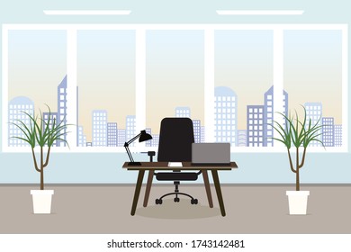 Business office cabinet. Interior. Vector backgraund