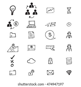 Business and office cartoon drawing icons